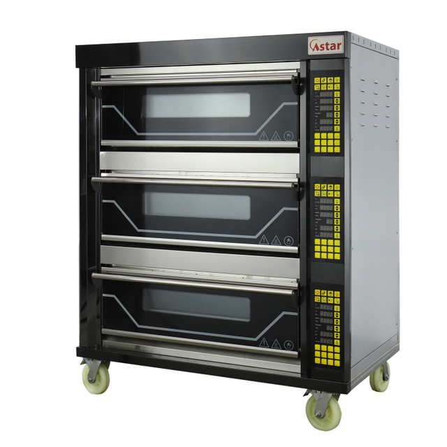 Astar Fashion Black Titanium Oven Series (computer panel) Electric Deck Oven 3 Deck 6 Trays