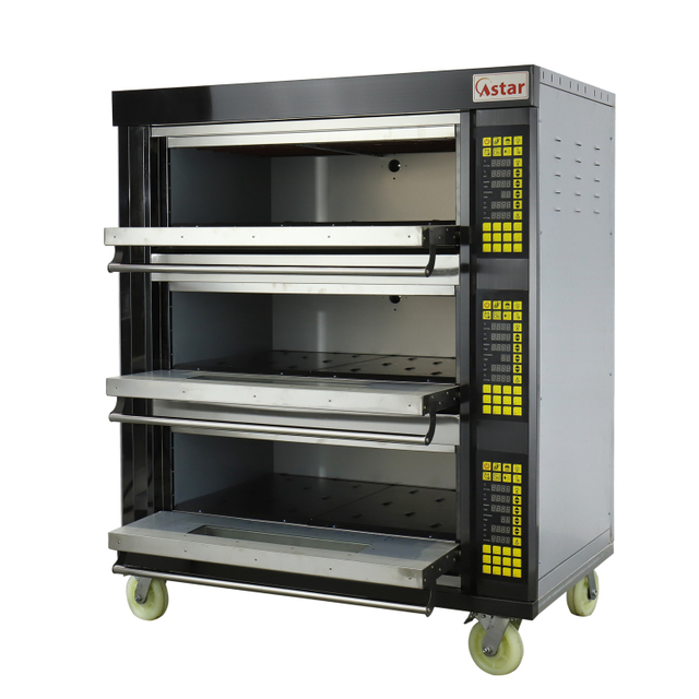 Astar Fashion Black Titanium Oven Series (computer panel) Electric Deck Oven 3 Deck 6 Trays