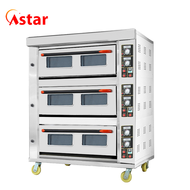 3 Decks 6 Trays Gas Deck Oven Baking Machine